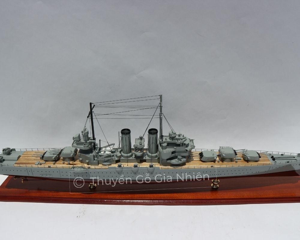 Mô Hình Thuyền Gỗ Phong Thủy Dạng Thuyền Chiến USS PHOENIX Chính Hãng Hàng Xuất Khẩu Chất Lượng Cao
