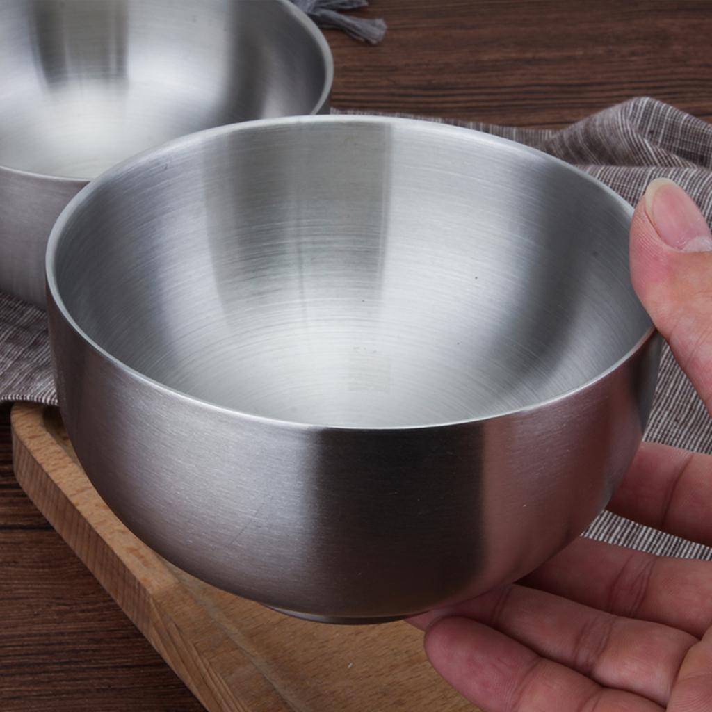 2x Insulated Bowls Soup Rice Dish Serving Bowl Set Stainless Steel 5-inch