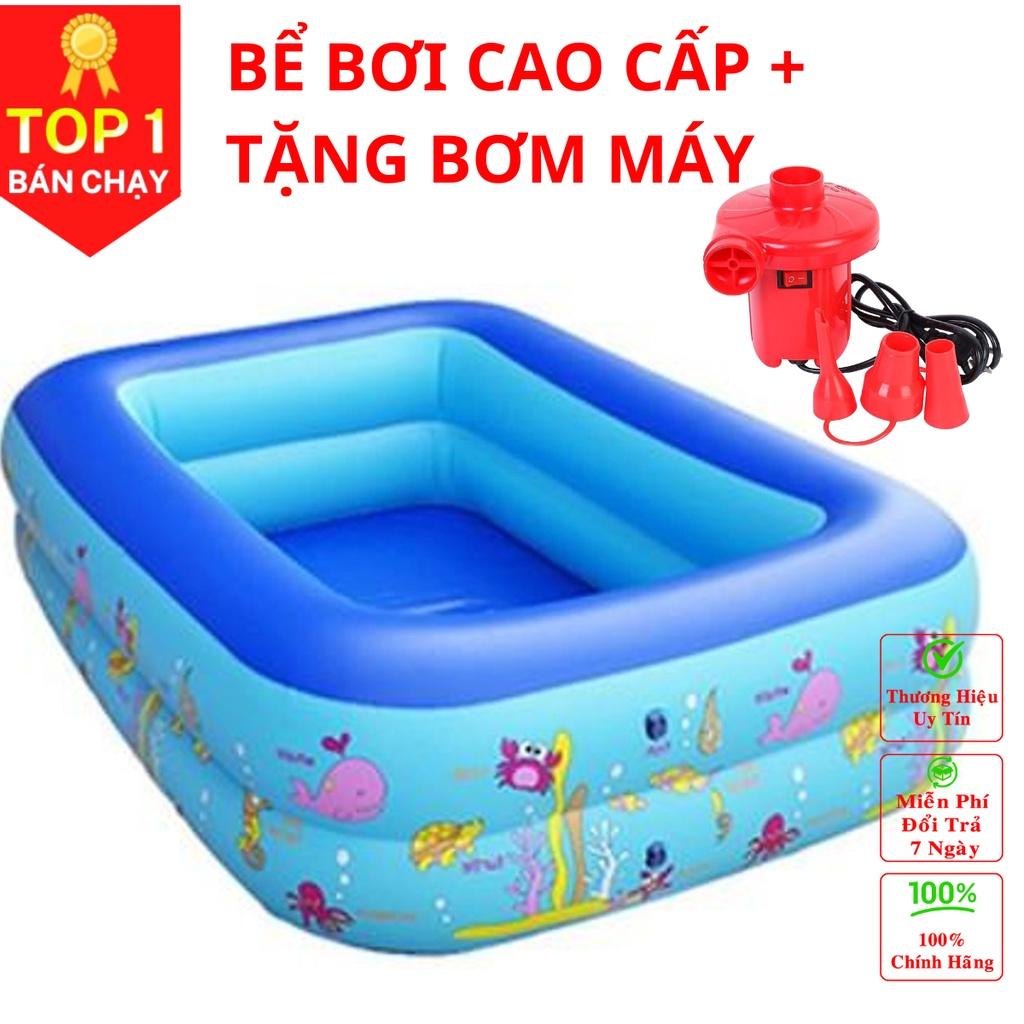 Bể bơi cho bé cao cấp hình chữ nhật đủ kích cỡ 2-3 tầng đáy 2 lớp chống trượt bền đẹp Amalife