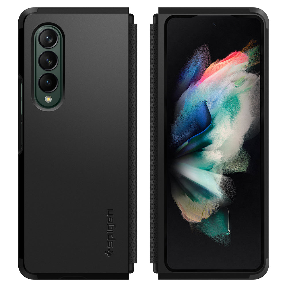 Ốp lưng Spigen Tough Armor Black cho Samsung Galaxy Z Fold 3 5G - Thiết kế đẹp mắt, chống sốc, bền bỉ, viền camera cao - Hàng chính hãng