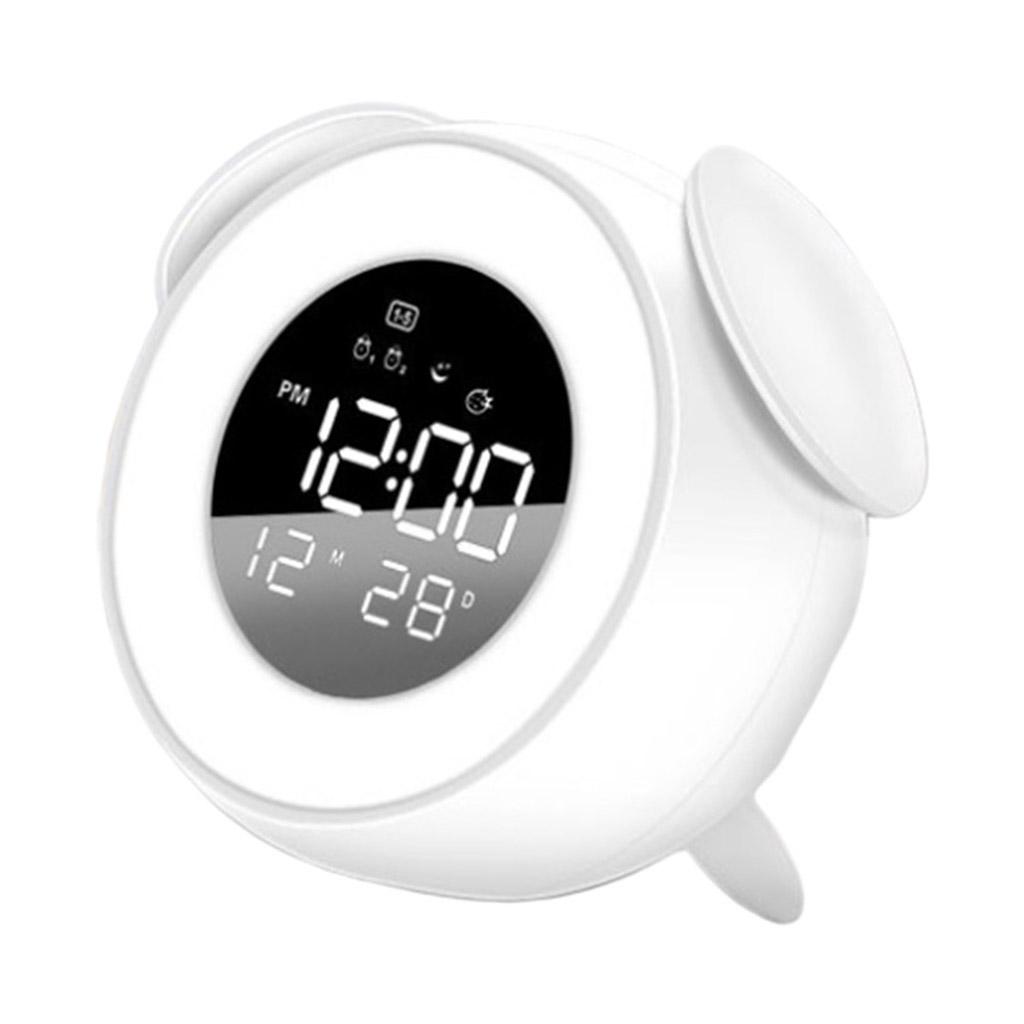 LED Digital Alarm Clock Light Sunrise Night Lamp for Kid Room White