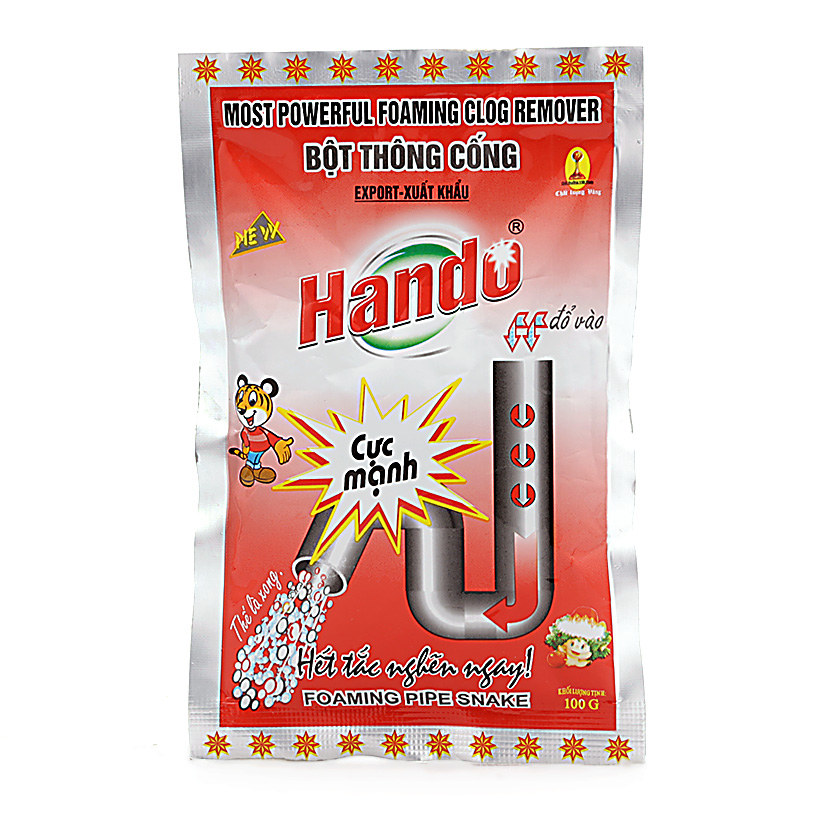 Bột thông cống 100g xuất khẩu hando cực mạnh ( đỏ - dùng cho đường ống an toàn )