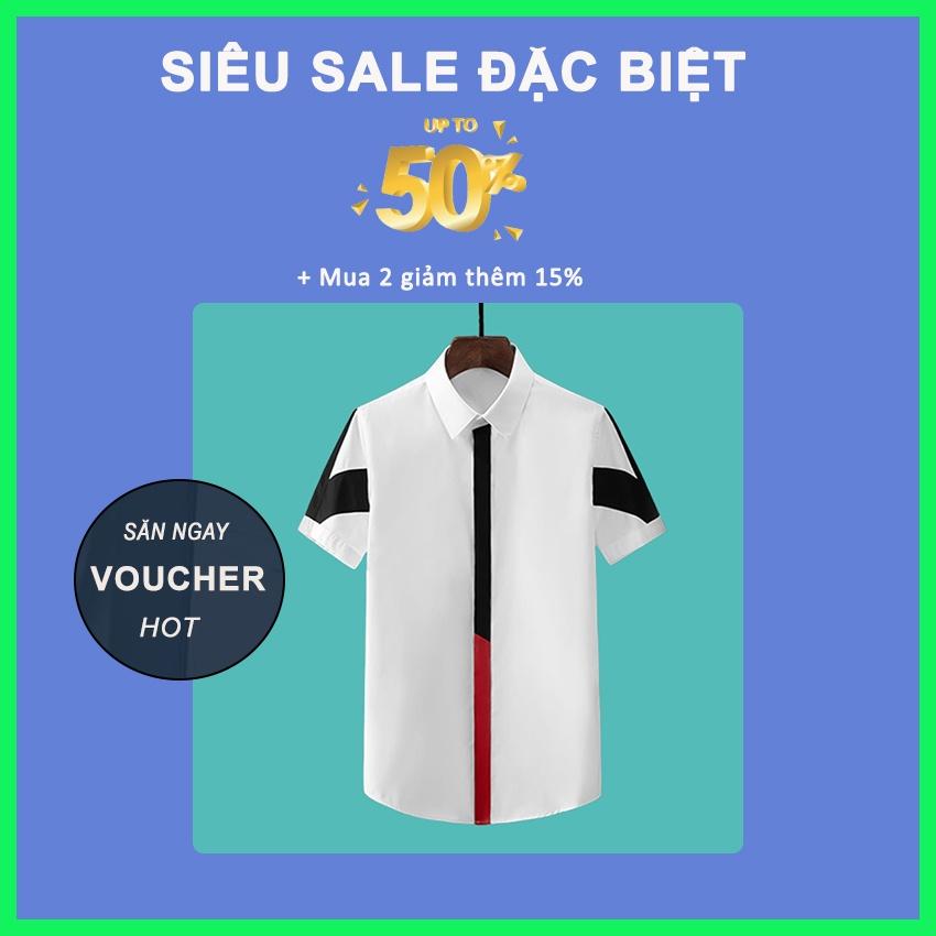 Áo sơ mi, Áo sơ mi nam cộc tay phối màu trang nhã sang chảnh MÃ-N28.