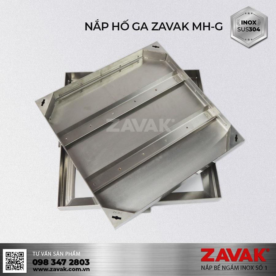 Nắp hố ga lát đá ZAVAK MHP*-AA50 KT50x50/ lát đá dày 4cm/ inox 304