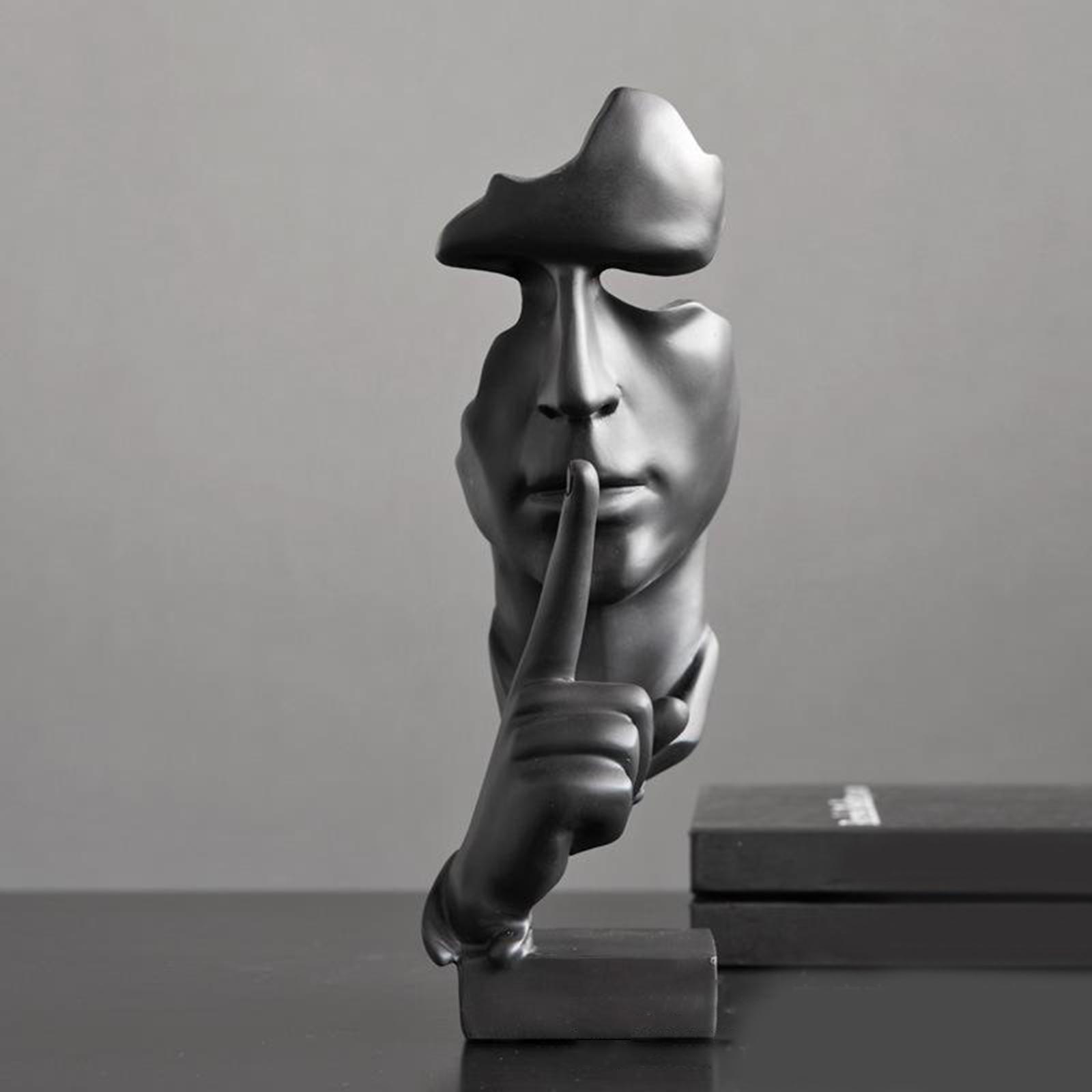 Silence is Golden Statue Thinker Sculpture Abstract Keep Silent