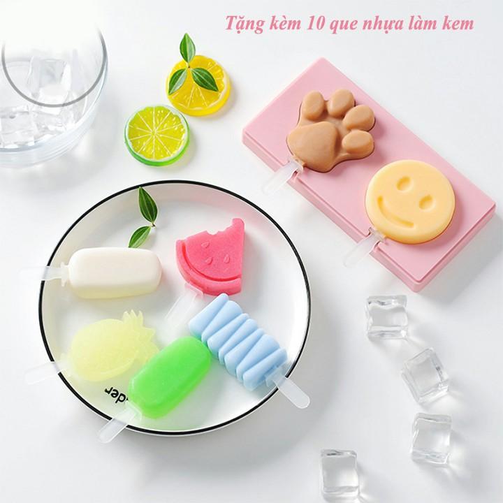 Bộ Khuôn Làm Kem Silicone Đáng Yêu Tặng kèm 10 que nhựa – 00685