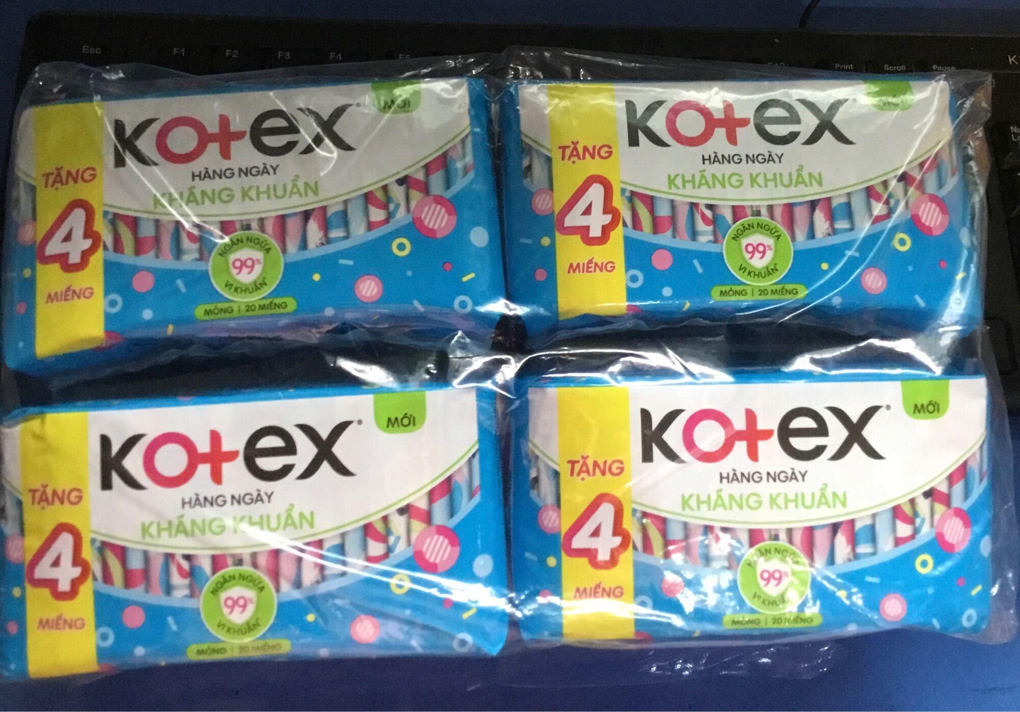 Tặng thêm 4 miếng- 1 Gói Băng Vệ Sinh Kotex Hàng Ngày Kháng Khuẩn- Mỗi Gói 20 Miếng- Date luôn mới