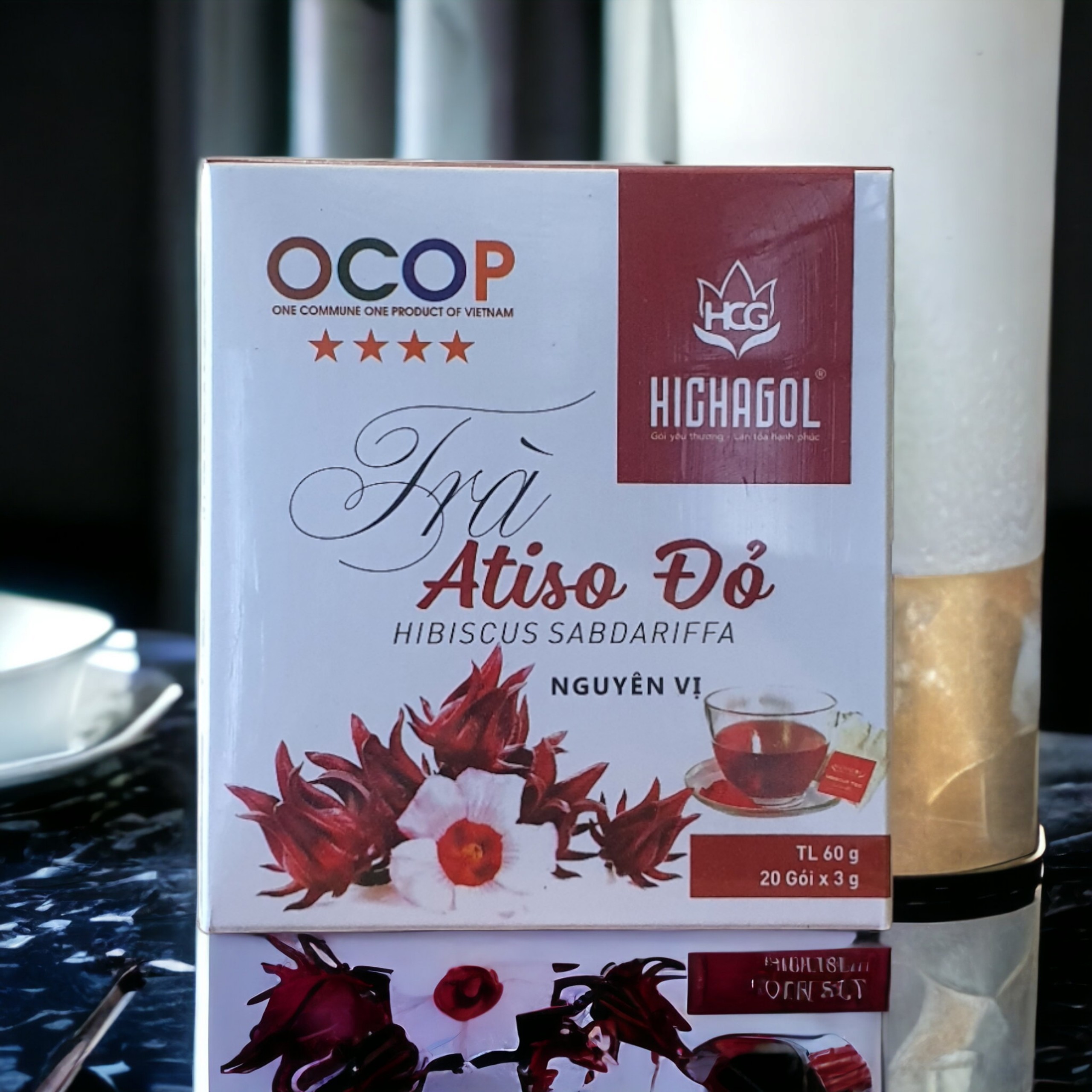 Trà túi lọc Atiso đỏ nguyên vị, hộp 20 gói. Hỗ trợ mát gan, bổ sung vitamin C....