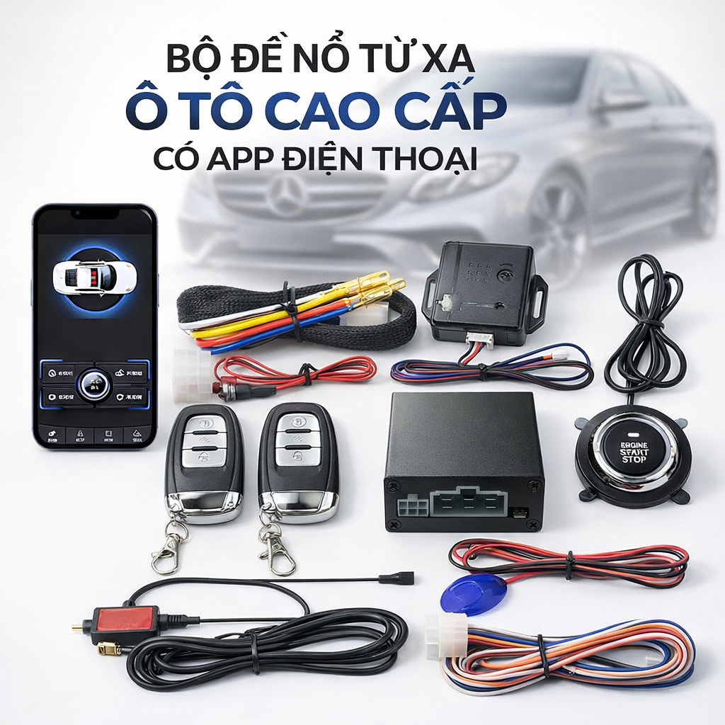 Bộ Đề Nổ Từ Xa Start Stop Ô Tô Có App Điện Thoại – Smart Key Khởi Động Xe Thông Minh Loại Xịn, ĐÈN TRANG TRÍ , ĐỒNG HỒ TREO  TƯỜNG
