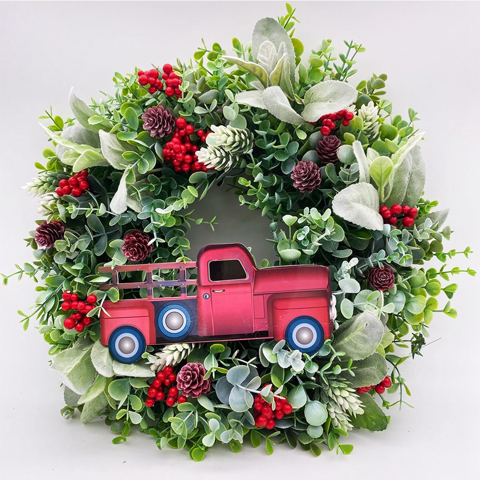 Christmas Flower Wreath Artificial Wreath Wall Hanging Greenery Wreaths for Xmas