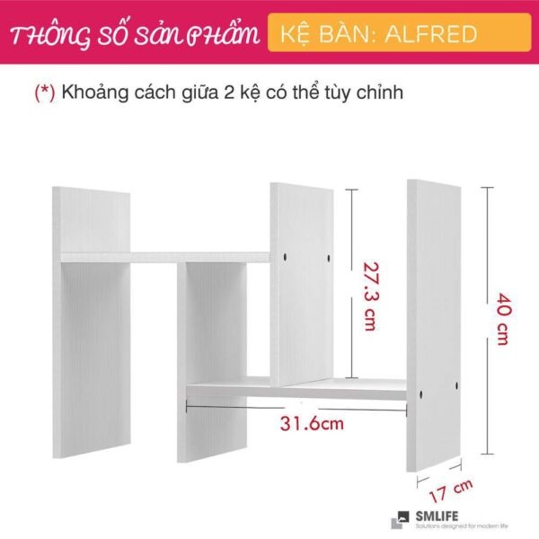 Kệ để bàn gỗ hiện đại SMLIFE Alfred | Gỗ MDF dày 17mm chống ẩm | D35xR17xC40cm