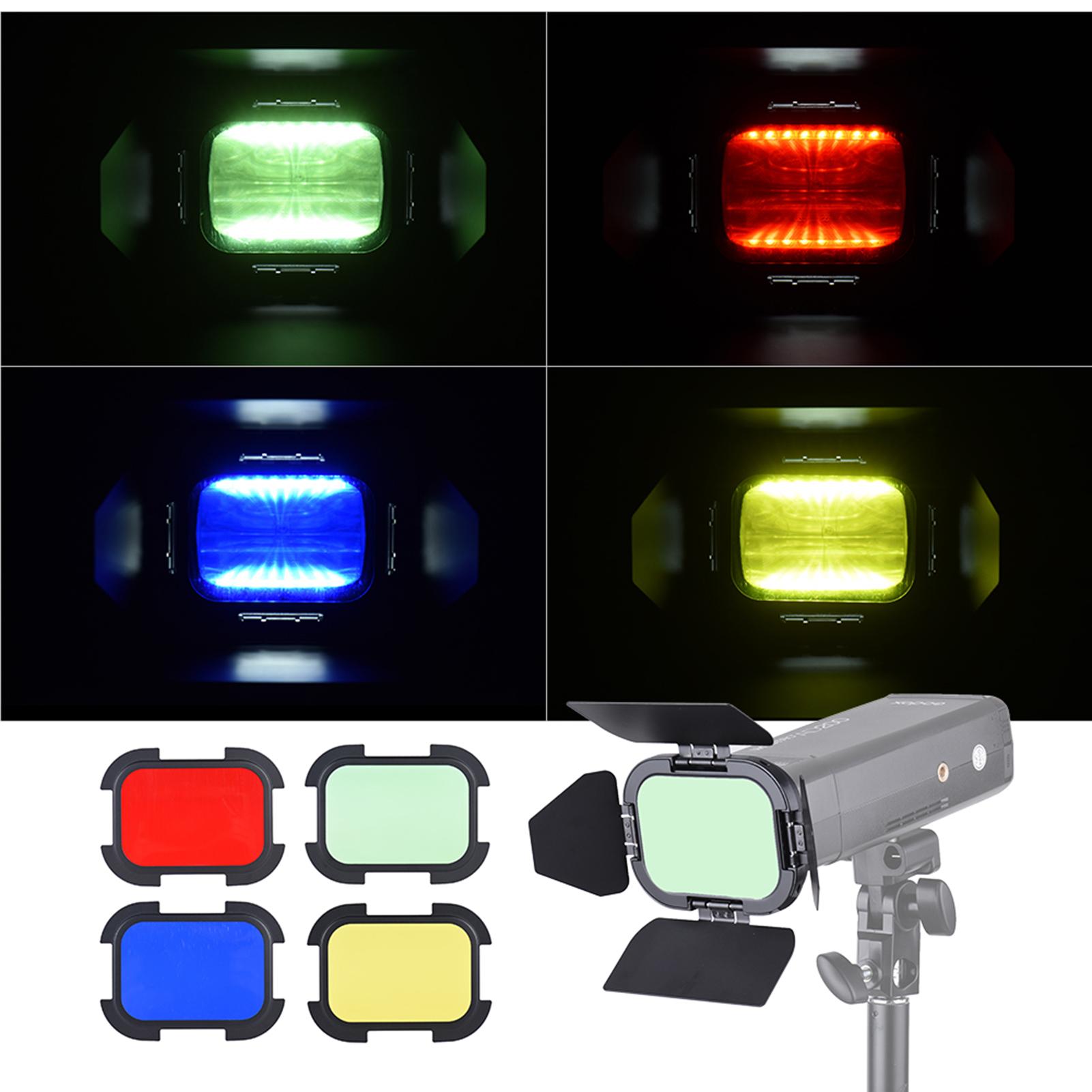Cửa chuồng chuyên dụng BD-07 với Lưới lược mật ong có thể tháo rời và 4 bộ lọc màu cho Godox AD200