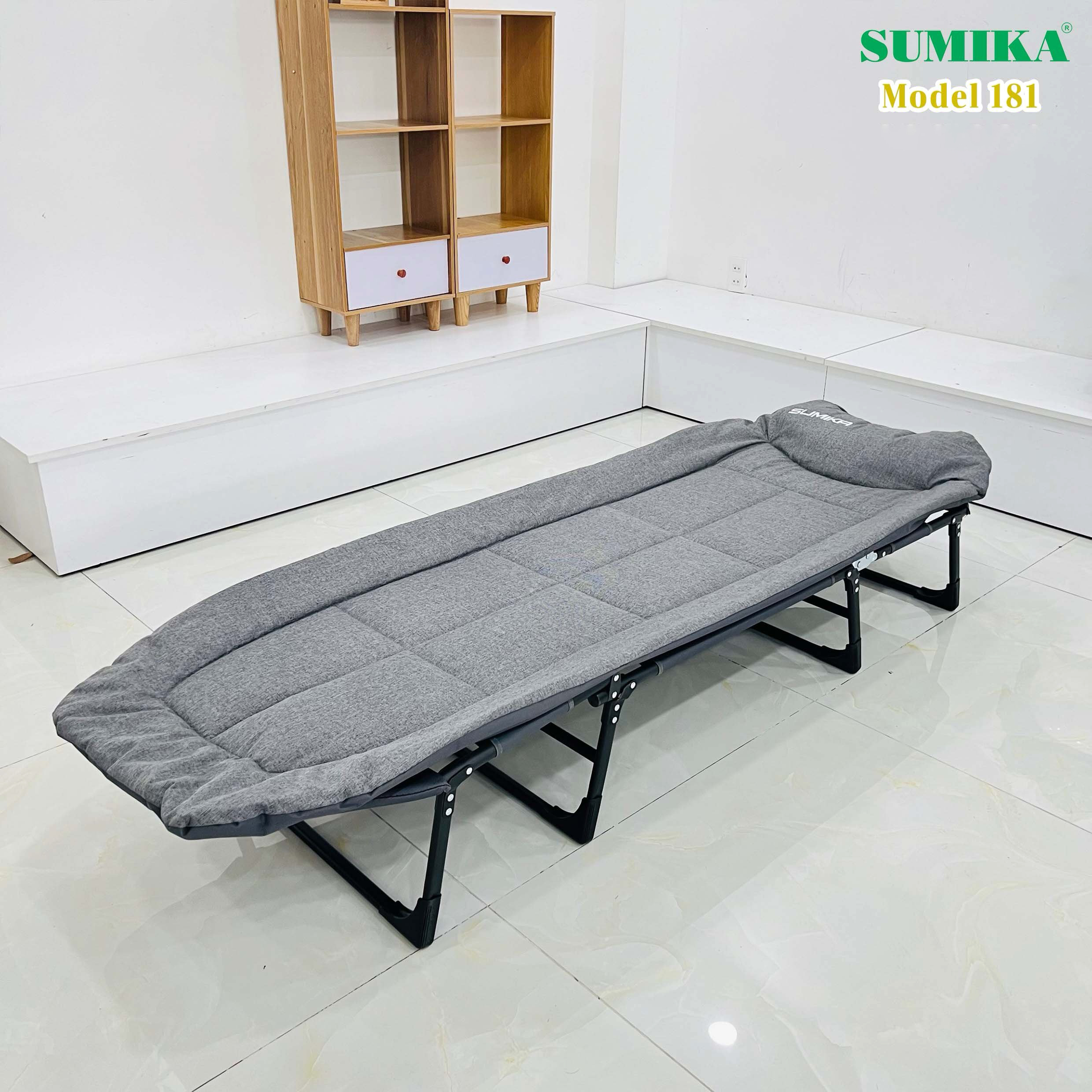 Giường Xếp Gấp Gọn 4 Chân Đa Năng Sumika 181, Có Nệm, 5 Cấp Độ Điều Chỉnh