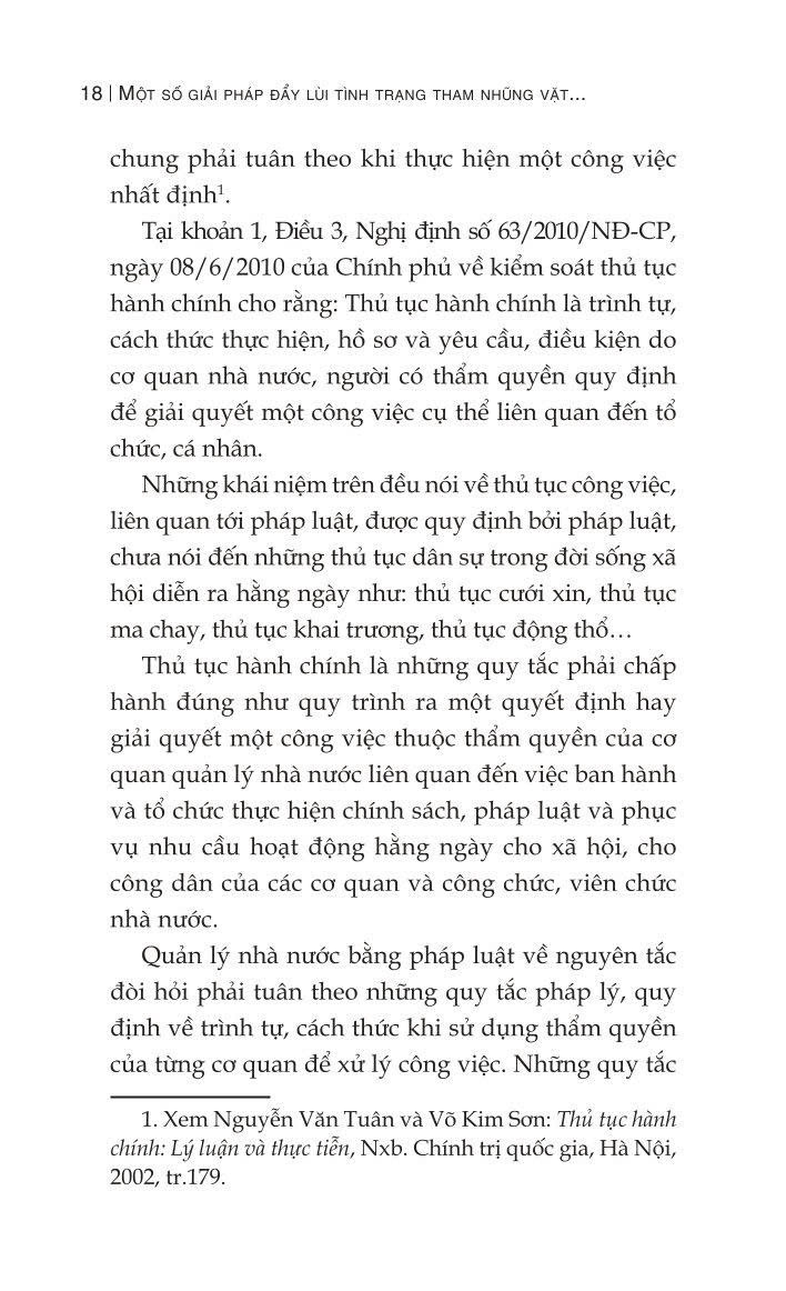 Một số giải pháp đẩy lùi tình trạng tham nhũng vặt trong giải quyết các thủ tục hành chính ở nước ta hiện nay (Sách chuyên khảo)