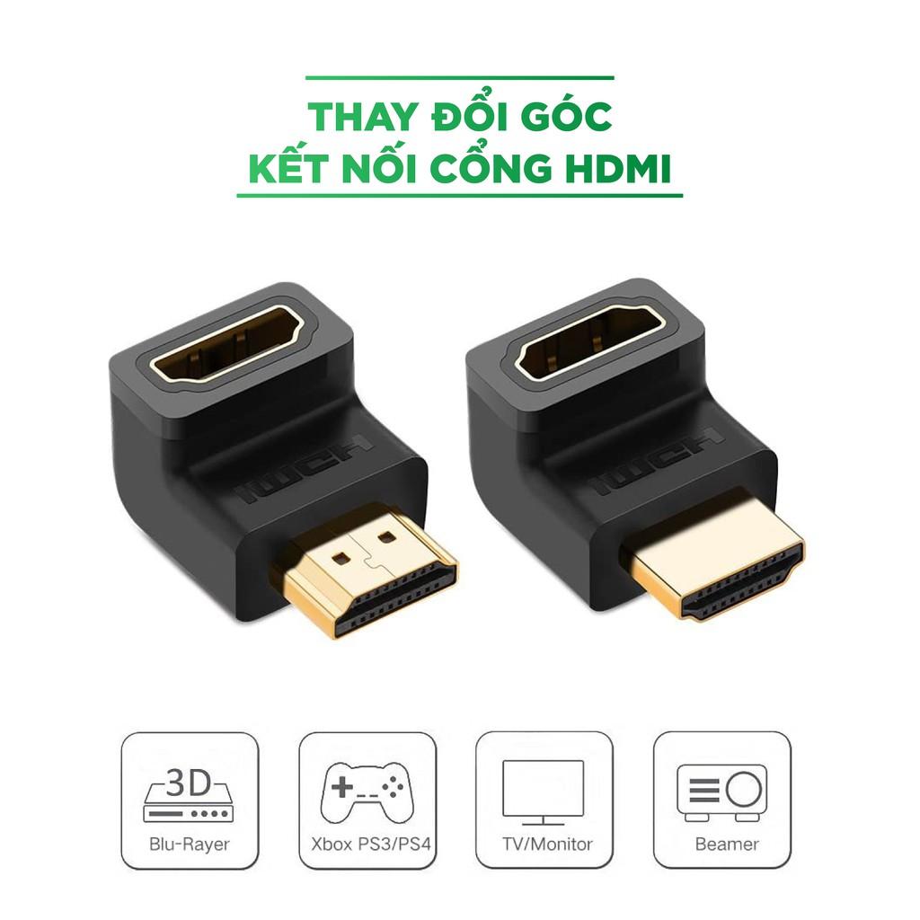 Đầu nối cổng HDMI male sang HDMI female vuông góc 90 độ - UGREEN 20109 - (màu đen)