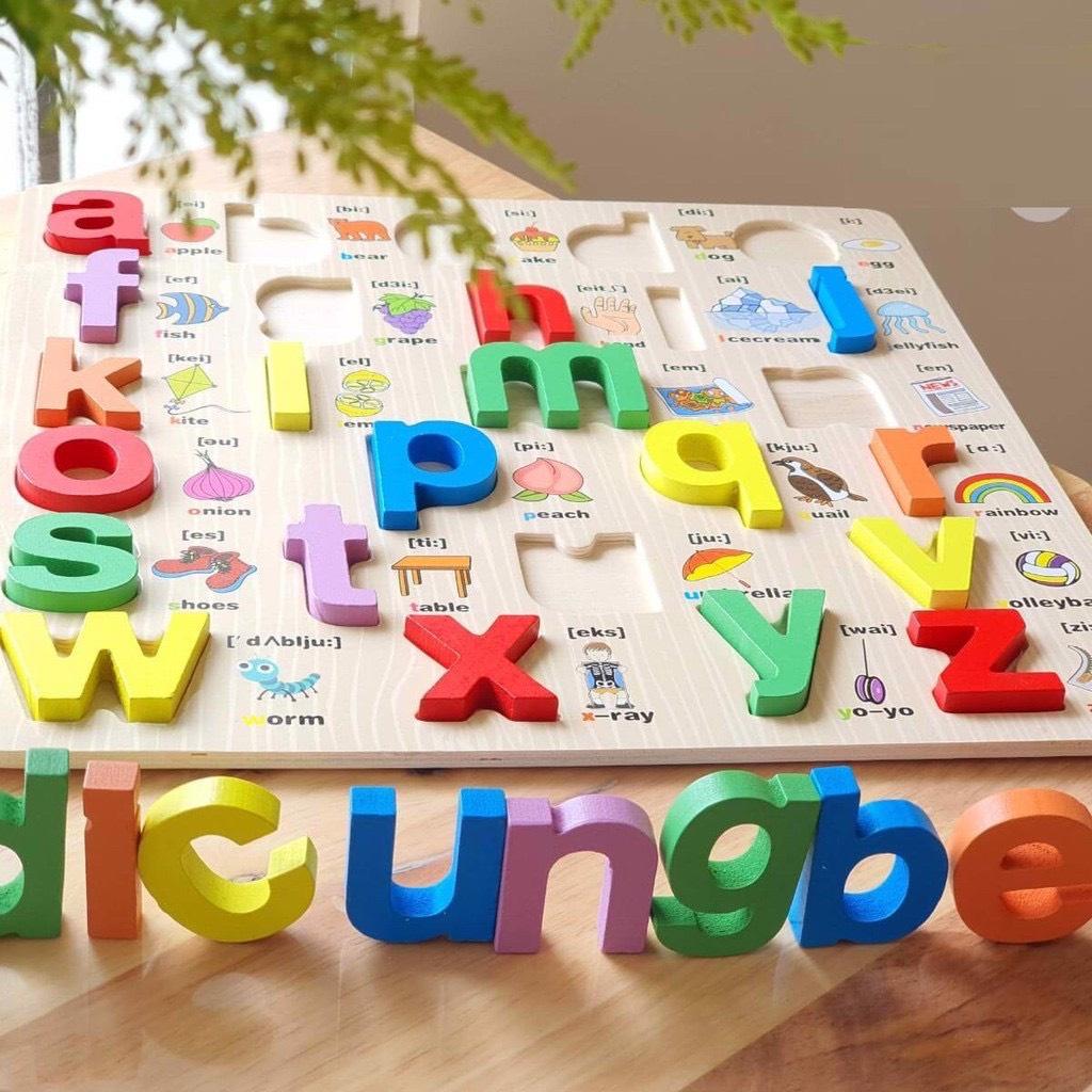 Bảng Chữ Cái Nổi Tiếng Anh Và Bảng Số Đếm Họa Tiết Minh Họa Phiên Âm Cho Bé Kích Thước 30x30cm