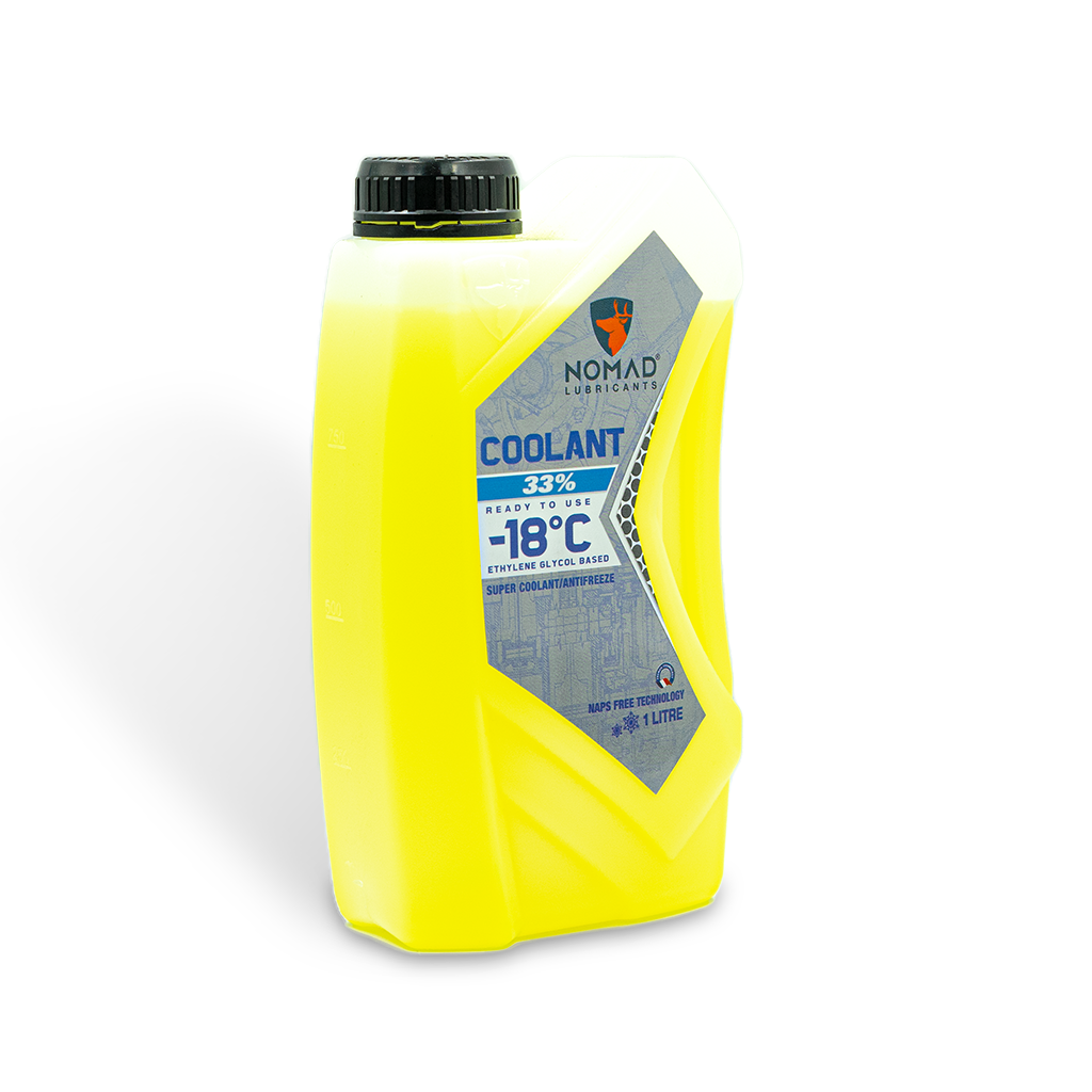 Nước làm mát ô tô, xe máy NOMAD COOLANT Antifreeze -18 độ C, pha sẵn 33%, Chai 1L - Nước làm mát ô tô màu xanh dạ quang nhập khẩu DUBAI