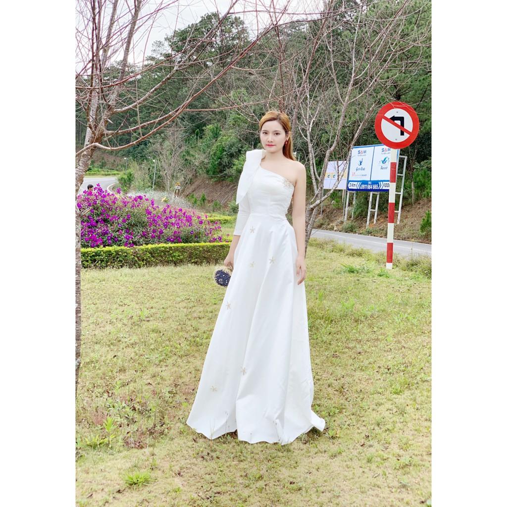Đầm maxi lệch vai phi đính sao biển sang trọng