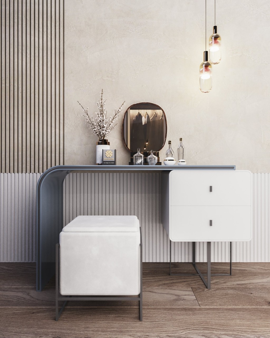 Bàn trang điểm Fiona DNUBTDGIC0003CGU gỗ MDF phong cách Hiện đại/Tối giản/Tân cổ điển