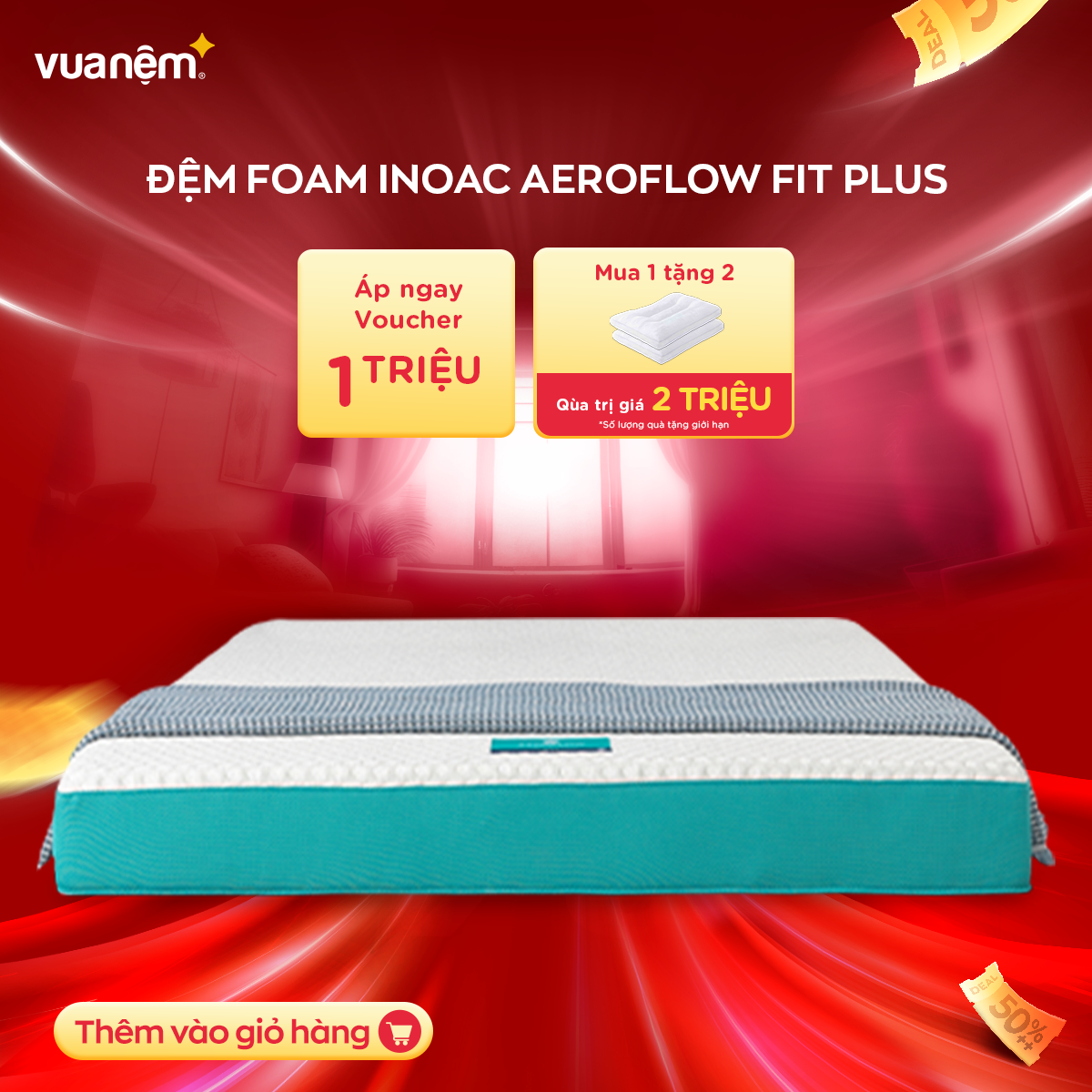Nệm Foam Nhật Bản cao cấp Aeroflow Fit Plus mềm mại, cấu trúc lượn sóng dễ ngủ sâu, bảo vệ cột sống - Cảm hứng từ giấc ngủ