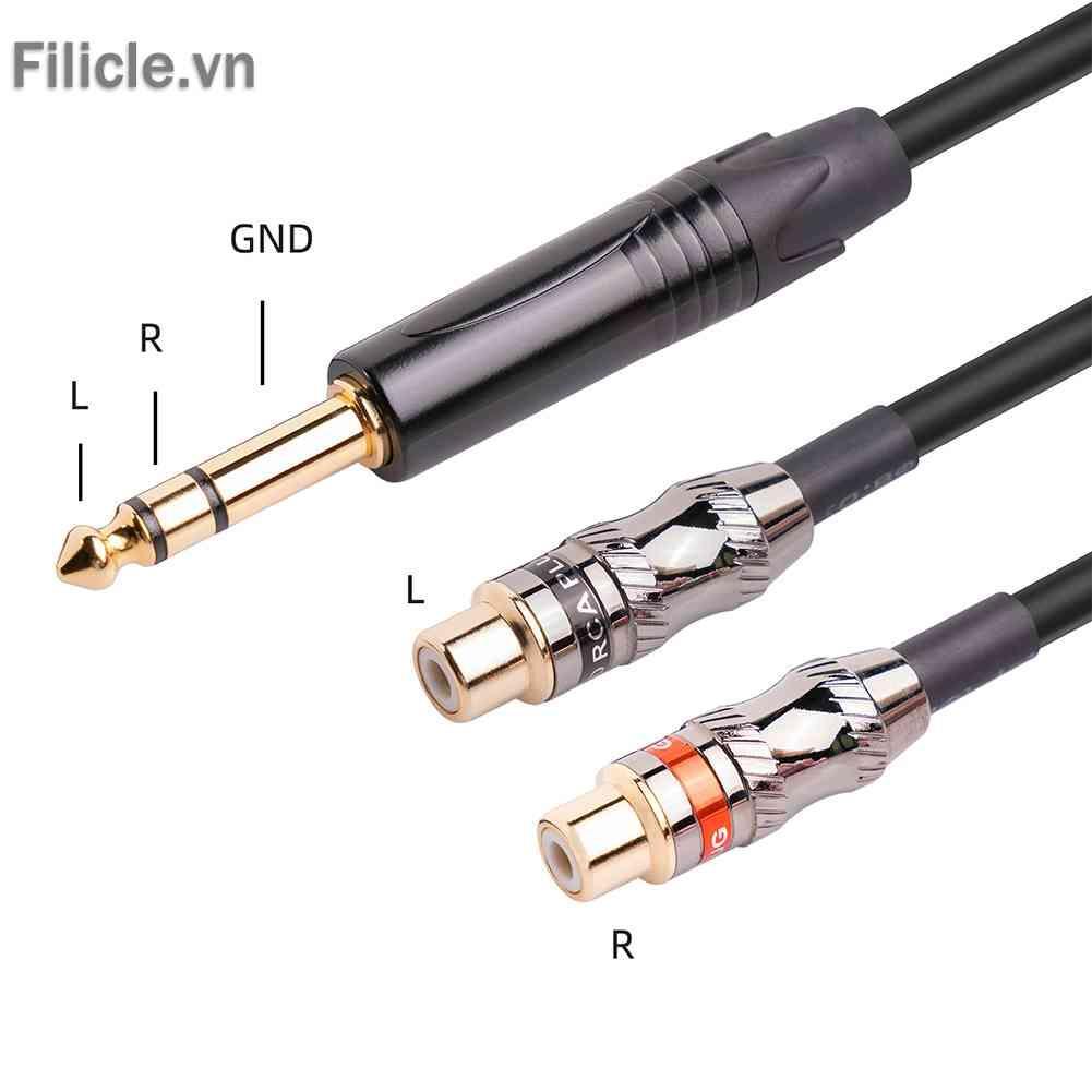 Cáp Chia Audio 6.35mm ĐầU CắM Sang Lỗ CắM 2RCA Mạ VàNg 24k