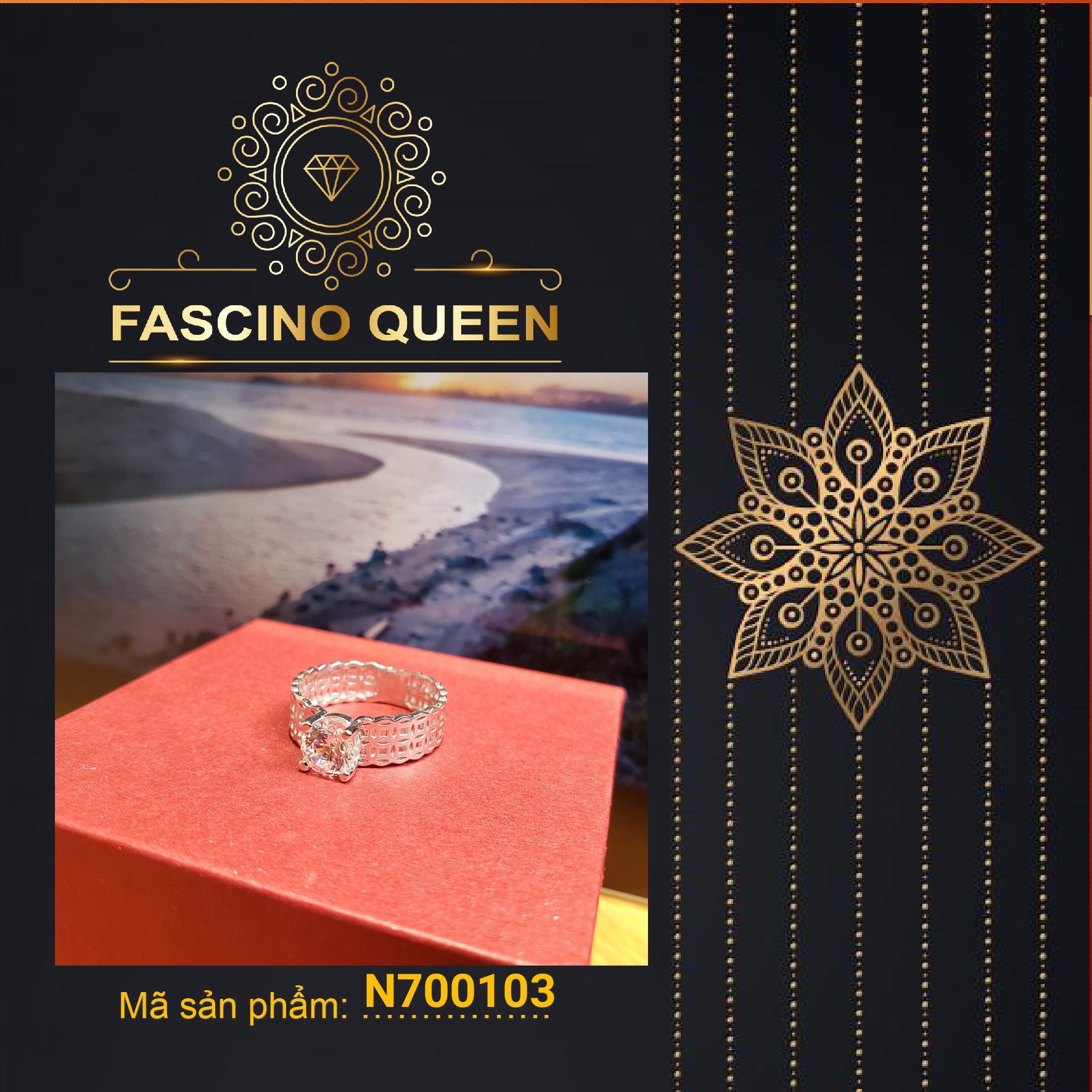 FASCINO GEMS Kim  Cương Nhân Tạo LUCKY STAR -  Sao May Mắn - Dạng Tròn Màu Trắng Mệnh Kim