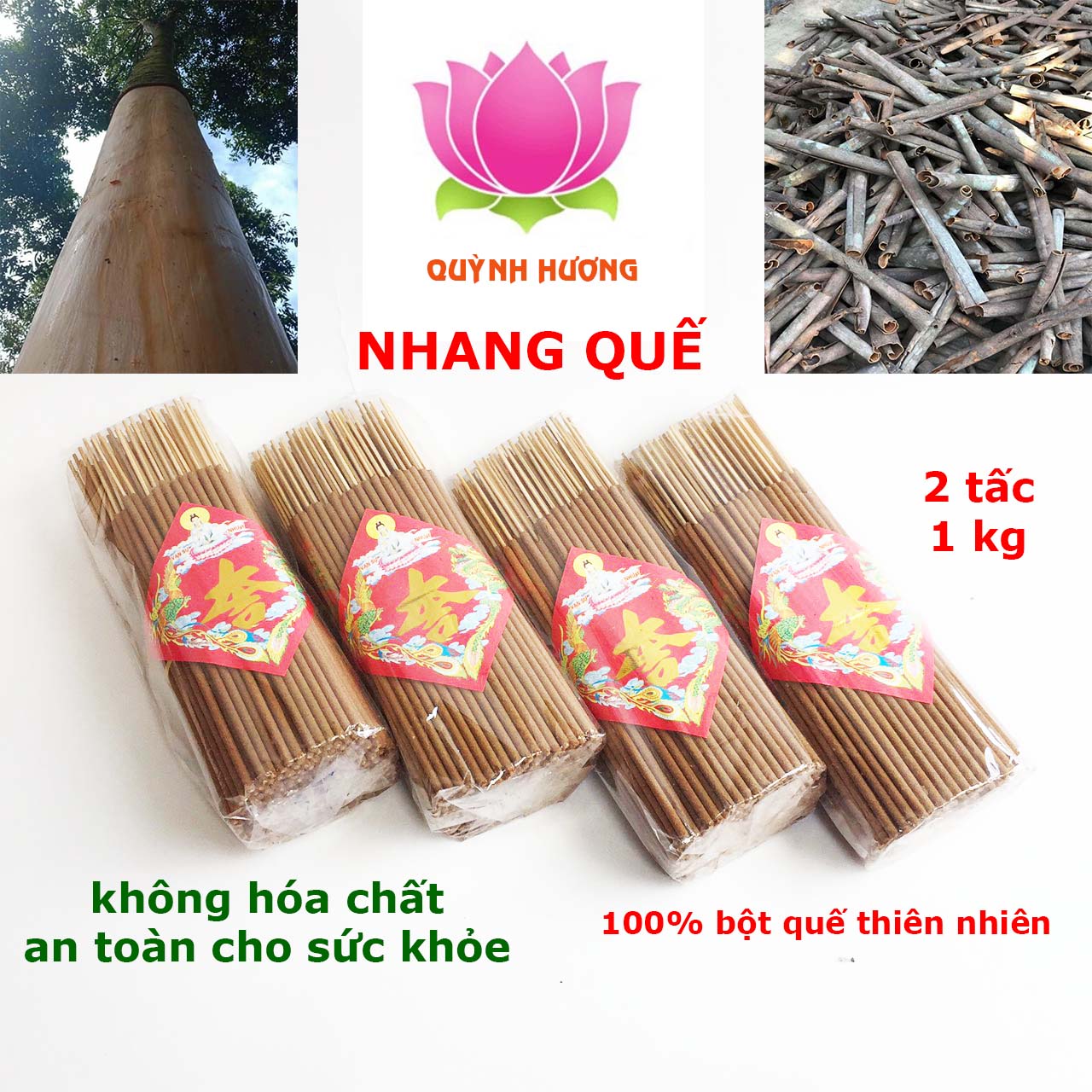 Combo 4 bó nhang quế 2 tấc Quảng Nam không hóa chất an toàn cho sức khỏe