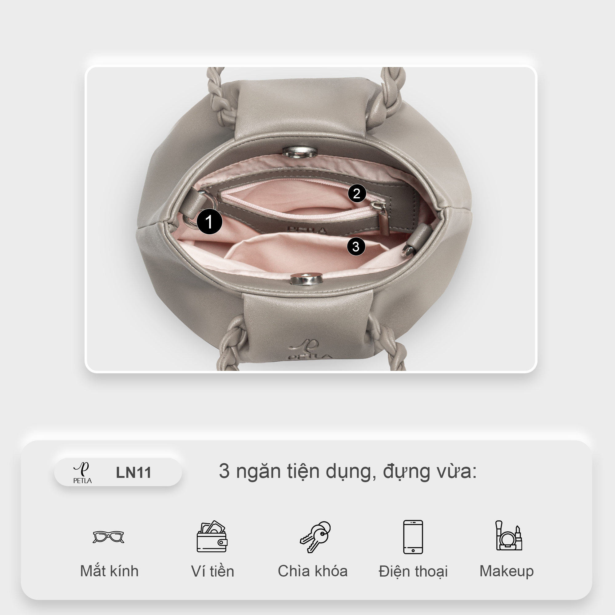 Túi đeo chéo nữ mini cầm tay quai đan LN11