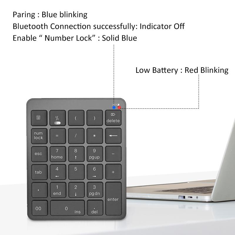 Bàn Phím Số Bàn Phím Không Dây 2.4G Protable Bluetooth Nhựa Pin AAA Cho Android Windows Laptop Điện Thoại Máy Tính Bảng
