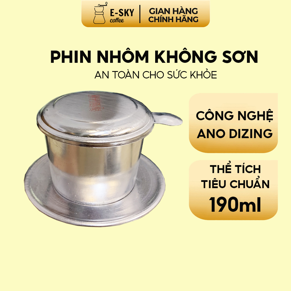 Phin Pha Cafe Nhôm Nguyên Chất Không Sơn E-SKY Coffee Size Nhỏ - 7cm - KL