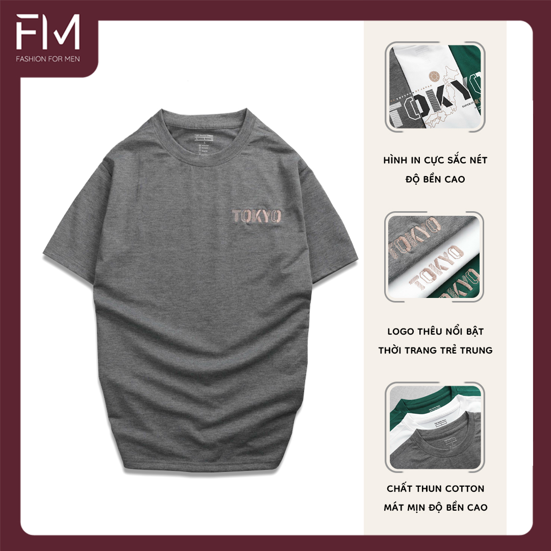 Áo thun ngắn tay nam, chất thun COTTON thấm hút tốt, họa tiết thêu TOKYO - FORMEN SHOP - FMTD158
