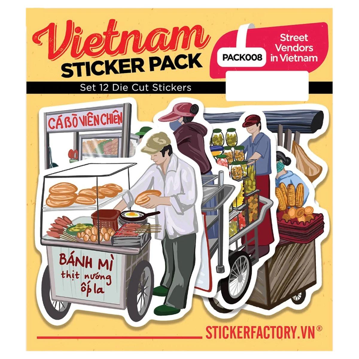 Bộ 12 Hình Dán Street Vendors in Vietnam - Die Cut Sticker Pack - Stickerfactory PACK008