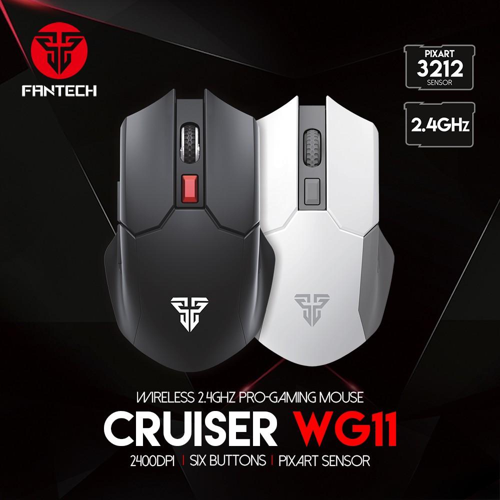 Chuột Gaming Không Dây Fantech WG11 CRUISER 2400DPI PIXART 3212 6 Phím Macro Dùng Pin AA - hàng chính hãng