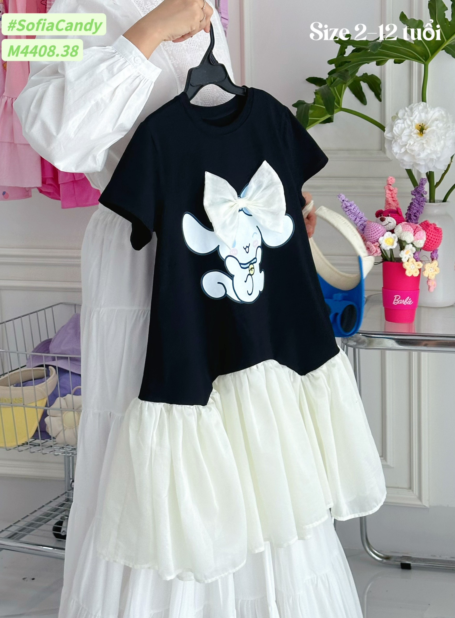 Đầm váy công chúa cho bé gái babydoll Cinnamoroll size 12-42kg hàng thiết kế cao cấp
