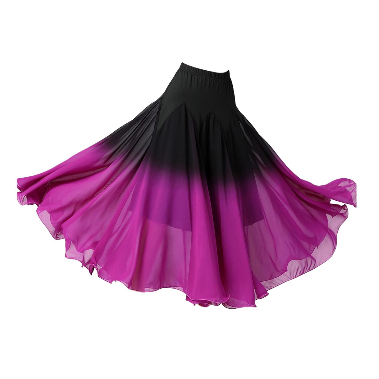 Womens Ballroom Dance Skirt Long Swing Skirt Dance Practice Elegant Party Dress Fashion