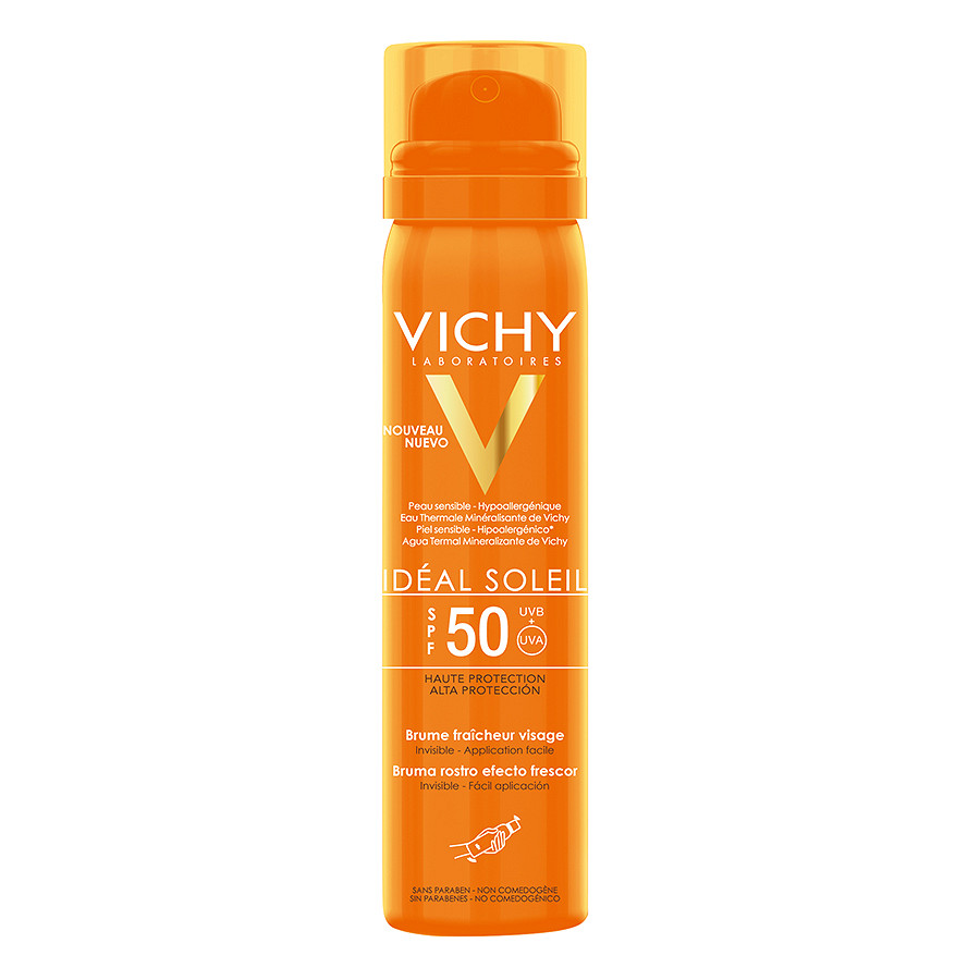 Combo Xịt Khoáng Chống Nắng Giảm Dầu, Khô Ráo &amp; Không Gây Nhờn Rít SPF 50+ UVA &amp; UVB ++++ Vichy (75ml) + Nước Xịt Khoáng Dưỡng Da Vichy (150ml)