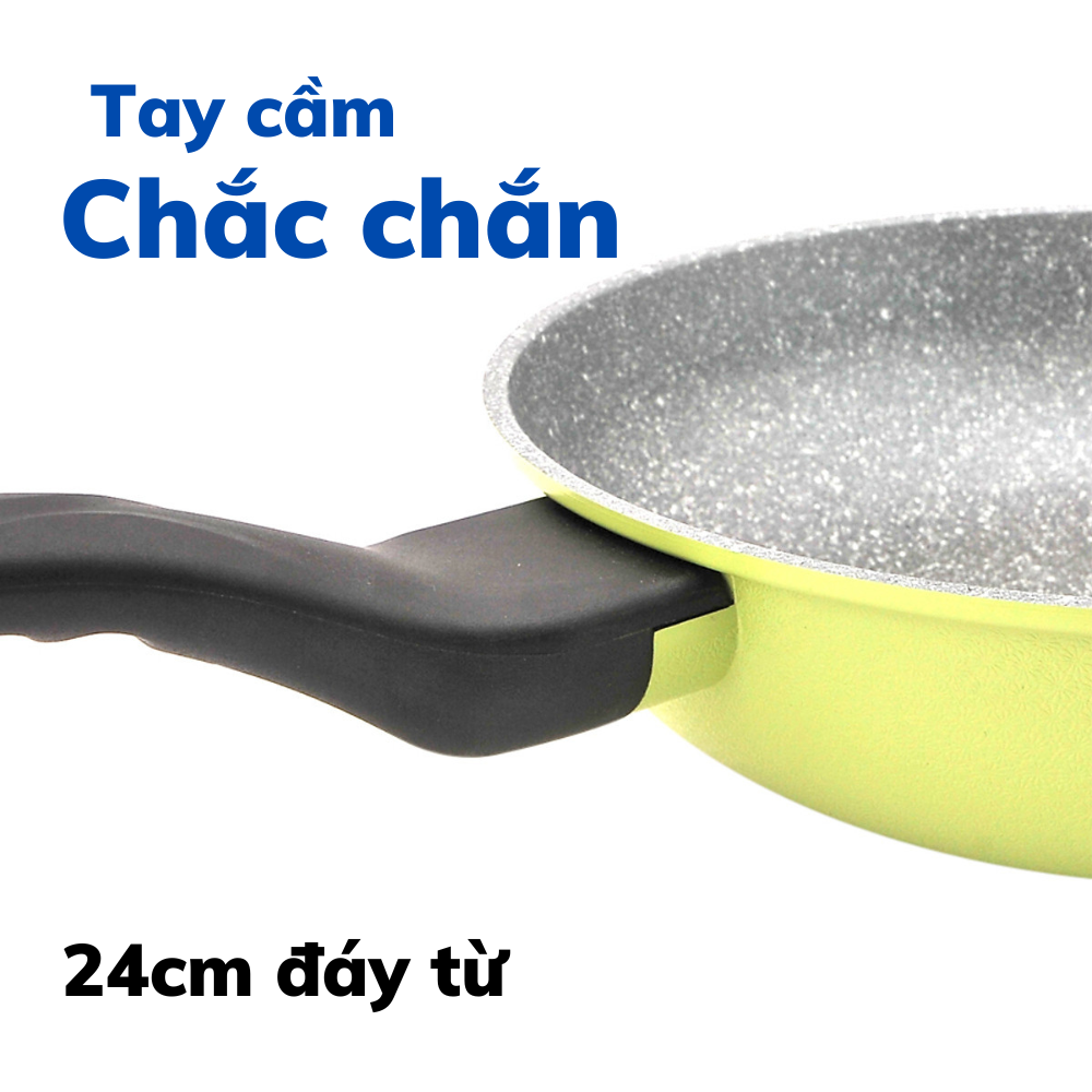 Chảo đá sâu lòng đáy từ 5 lớp siêu bền 24cm Ecoramic ECWKIH-ST24