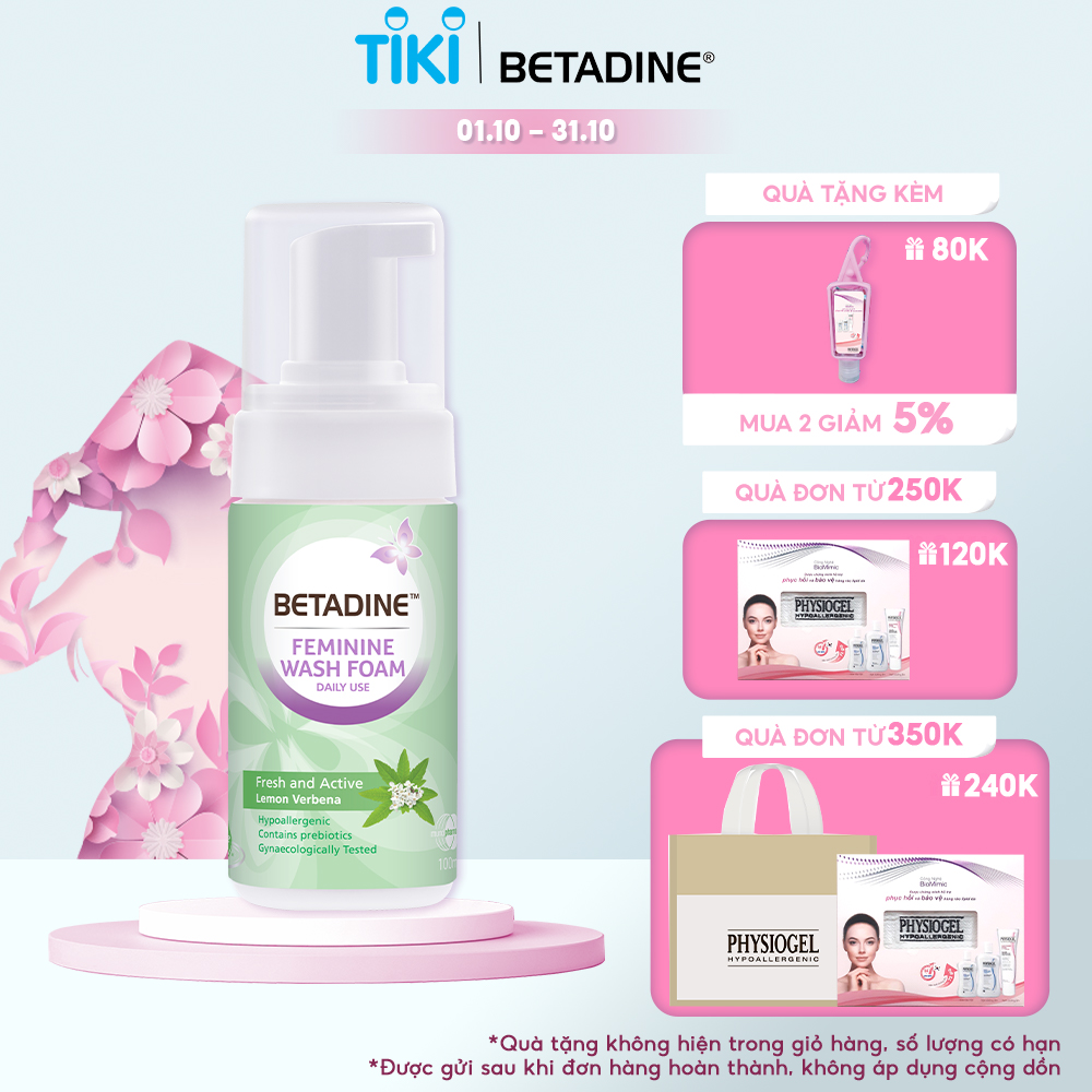 Bọt vệ sinh phụ nữ Betadine Feminine Wash Foam Daily Use 100ml