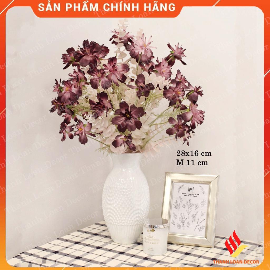 Lọ hoa gốm Bát Tràng cỡ trung - Bình hoa decor sứ sương trang trí đẹp - Nhiều mẫu - Màu trắng