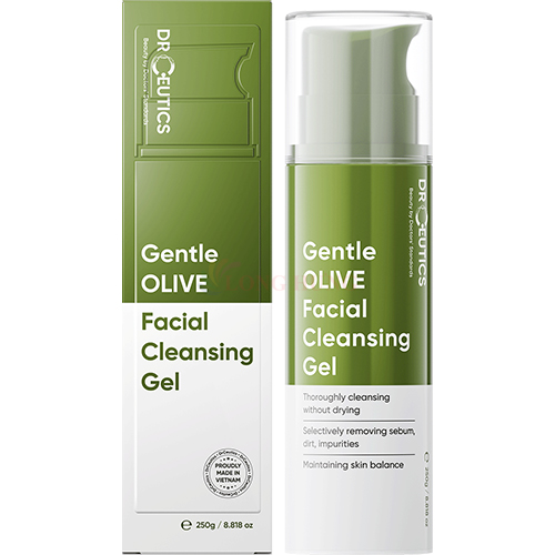 Gel rửa mặt tạo bọt DrCeutics Gentle Olive Facial Cleansing Gel (250g) - Hàng chính hãng