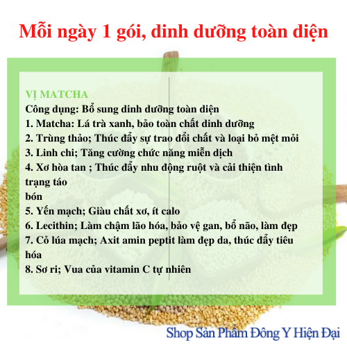 Cordy Multi Grain Bữa ăn dinh dưỡng Trùng thảo Vị Matcha - Thiên Sư. Quản lý cân nặng eo thon gọn dáng, da sáng dáng xinh