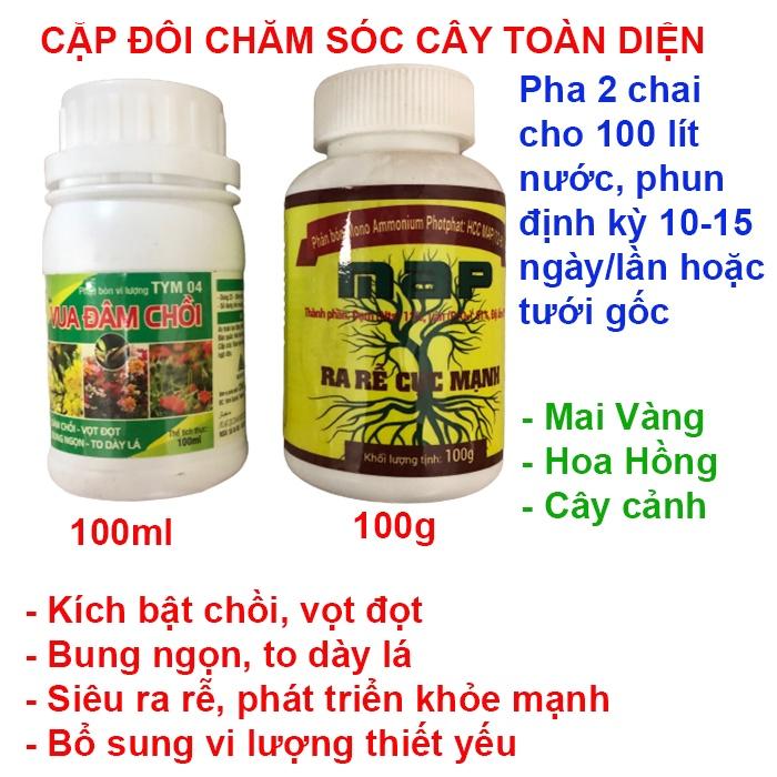 Cặp đôi phân bón chăm sóc cây toàn diện cho cây mai vàng, hoa hồng, cây cảnh, vua đâm chồi, siêu vọt đọt, kích ra rễ