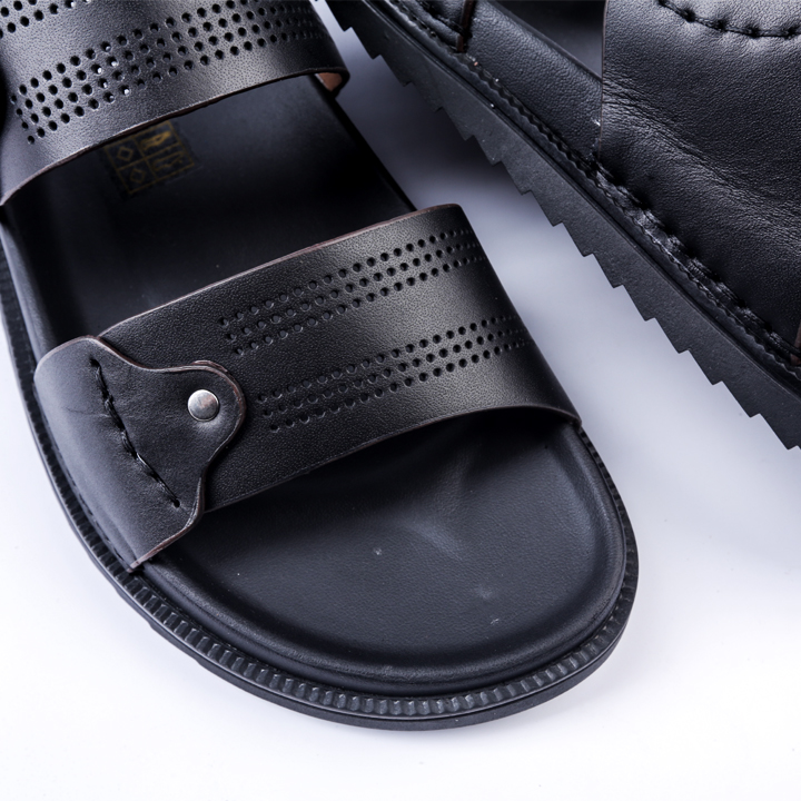 Dép da nam 2 quai da bò thật KEEDO TN-2363-9