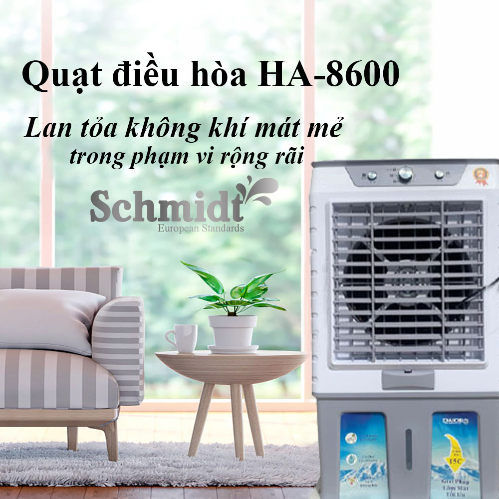 Quạt Điều Hòa Hơi Nước Schmidt HA-8600 Dung Tích 80L Máy Làm Mát Không Khí Nhanh Chóng, Động Cơ Đồng Bền Bỉ Và An Toàn Khi Sử Dụng – Hàng Chính Hãng