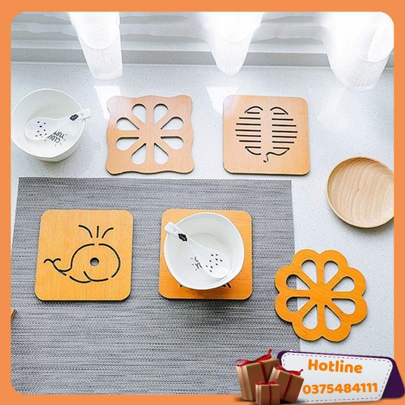 Combo 6 Đế Lót Nồi Bằng Gỗ Chịu Nhiệt Hình Thú - Hàng Loại 1