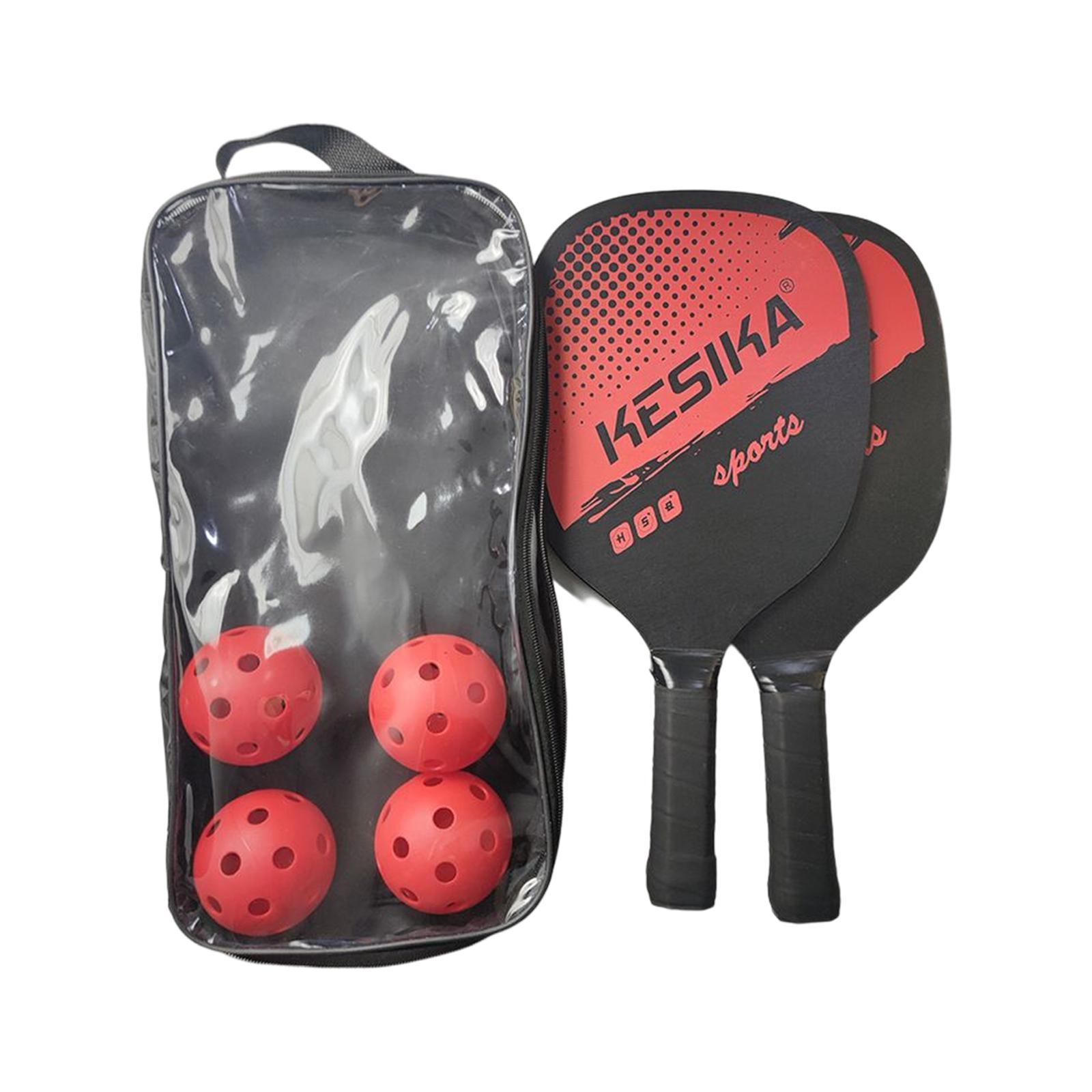 Pickleball Paddles Set Rackets Carry Bag Wood 4 Balls for Indoor Women Adults Equipment