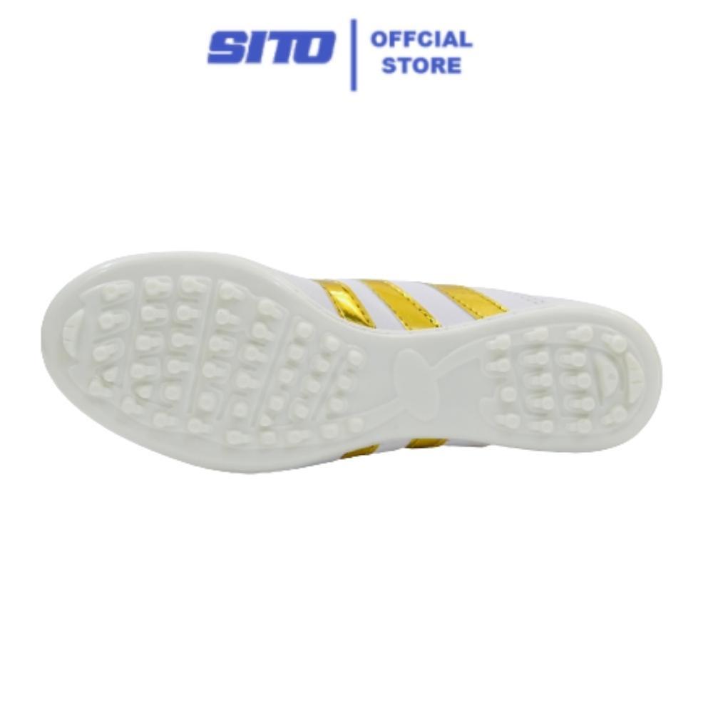 Giày đá bóng cỏ nhân tạo Geet 3 sọc Trắng Đồng thể thao nam chính hãng rẻ đẹp - GS003