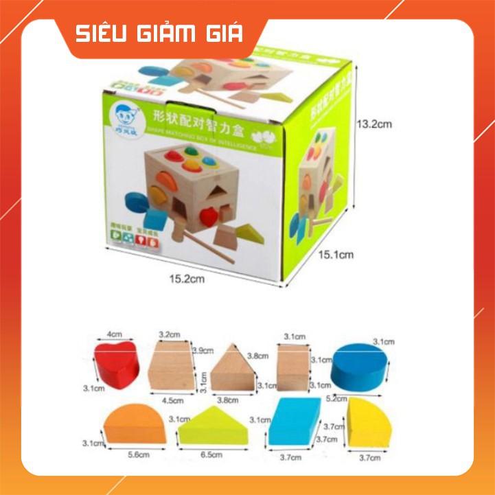 - Hộp thả hình khối kết hợp đập bóng - đồ chơi gỗ thông minh