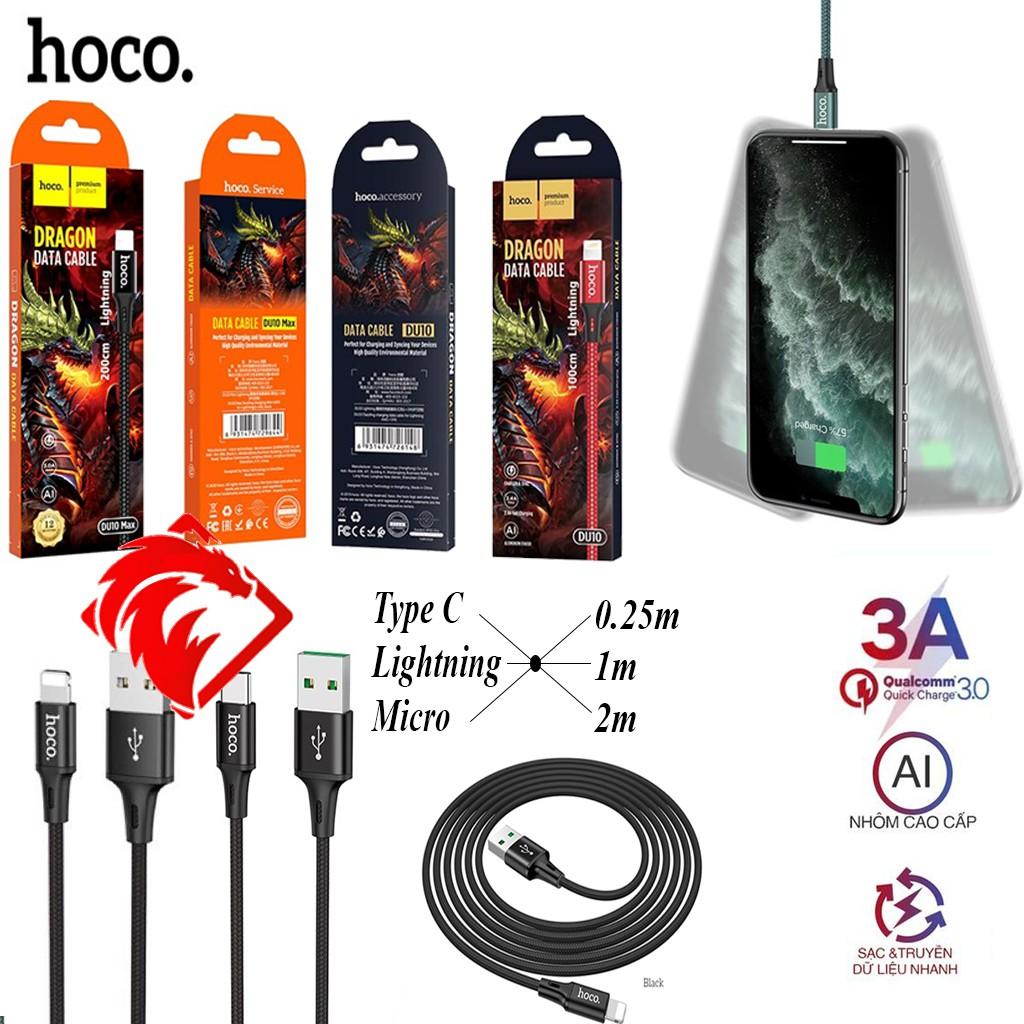 ️SẠC NHANH️ Cáp sạc nhanh Hoco DU10 Sạc Nhanh 3A Hàng Chính Hãng