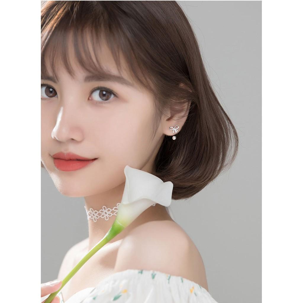 Khuyên tai bạc Ý s925 khảm hình nơ rỗng xinh tươi G6467 - AROCH Jewelry